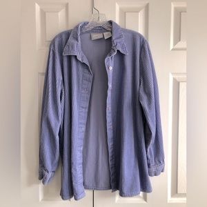 Pristine Lavender Corduroy Shacket Oversized Shirt from Blair, 100% Cotton